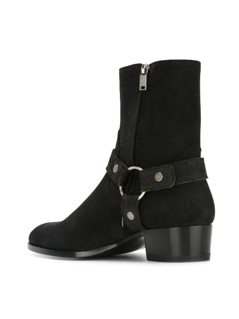 saint laurent wyatt suede harness boots