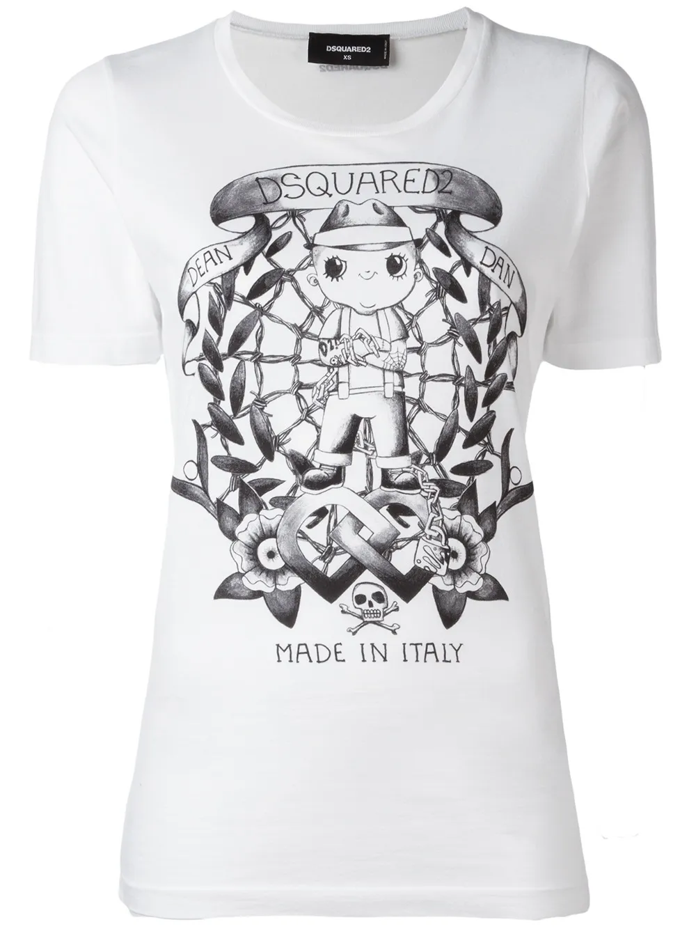 DSQUARED2 long tattoo graphic T-shirt - Bianco