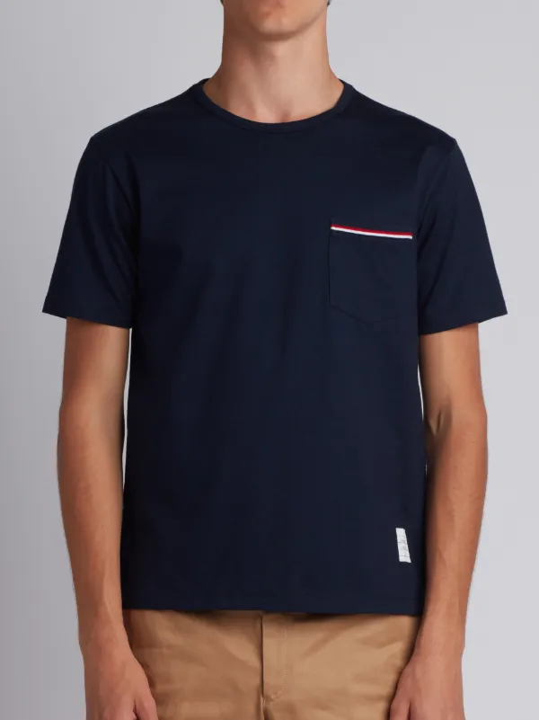 Short Sleeve T-Shirt With Chest Pocket In Navy Jersey