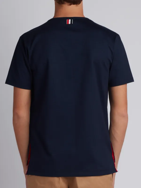 Short Sleeve T-Shirt With Chest Pocket In Navy Jersey