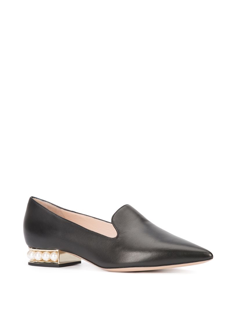 Nicholas Kirkwood Casati Faux Pearl-embellished Leather Loafers - Black