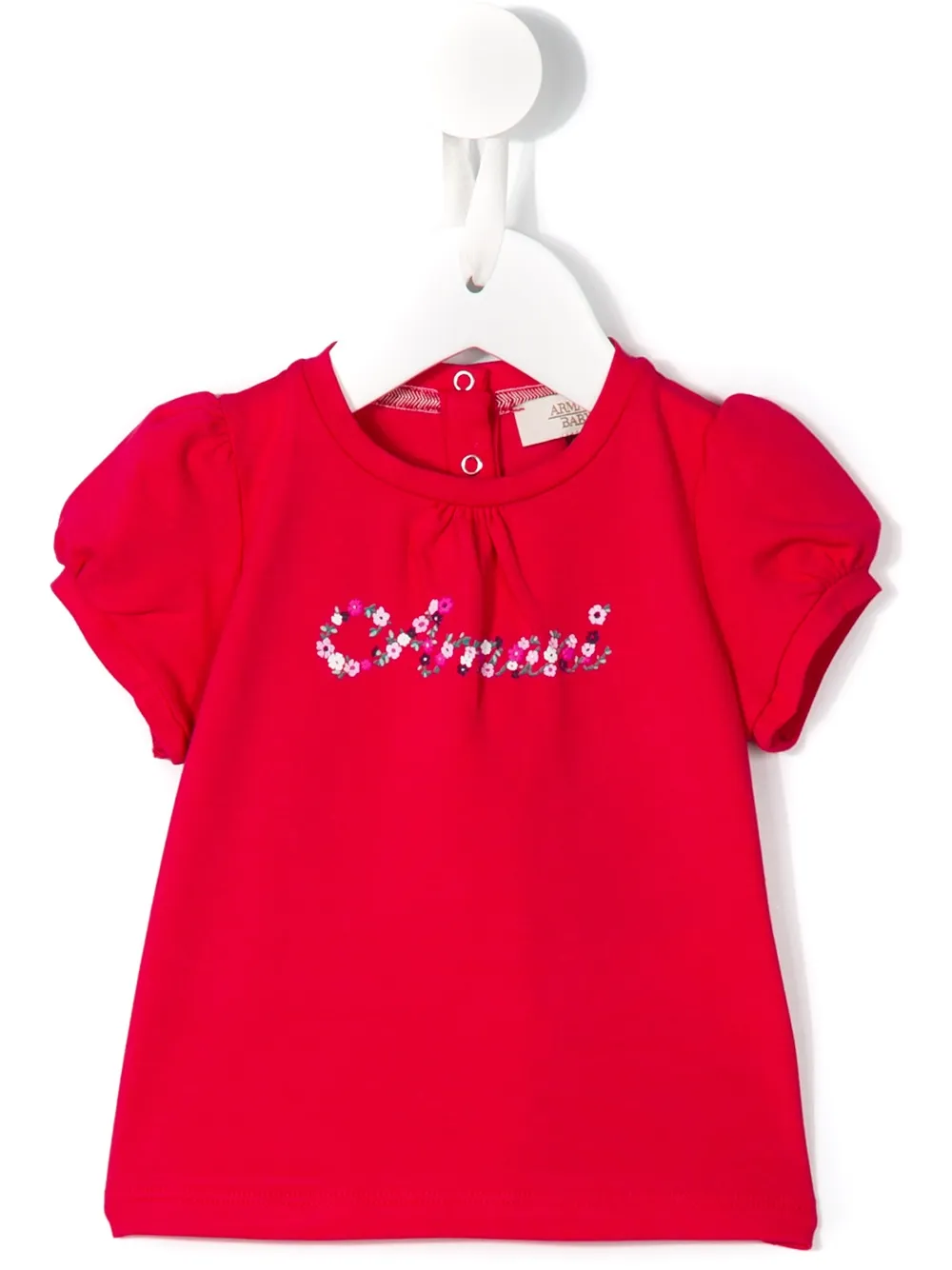 Emporio Armani Babies' Floral Logo Print T-shirt In Red