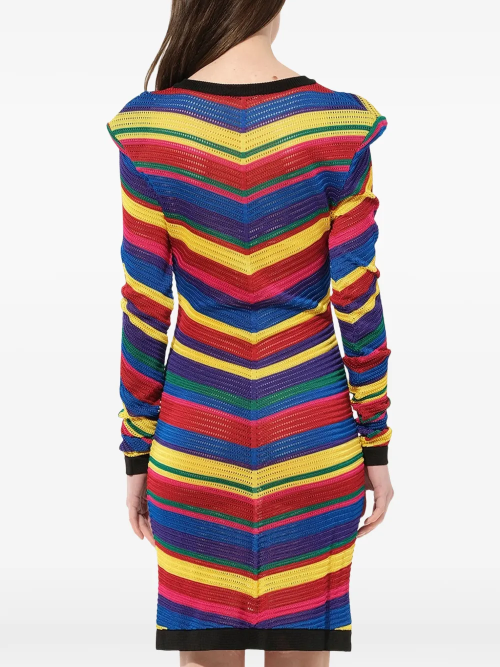 Balmain chevron gebreide jurk Rood