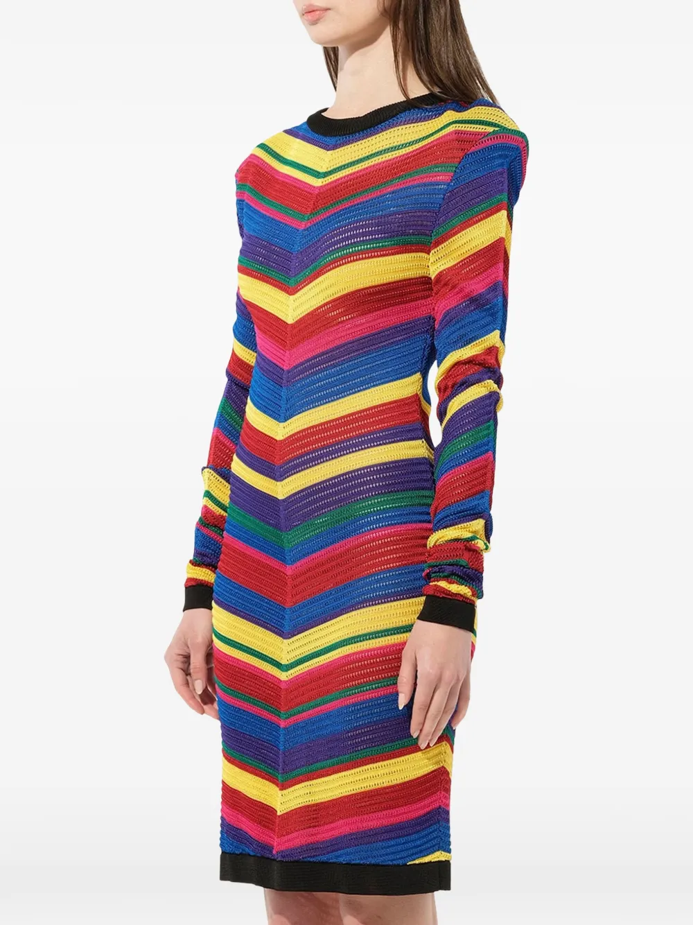 Balmain chevron gebreide jurk Rood