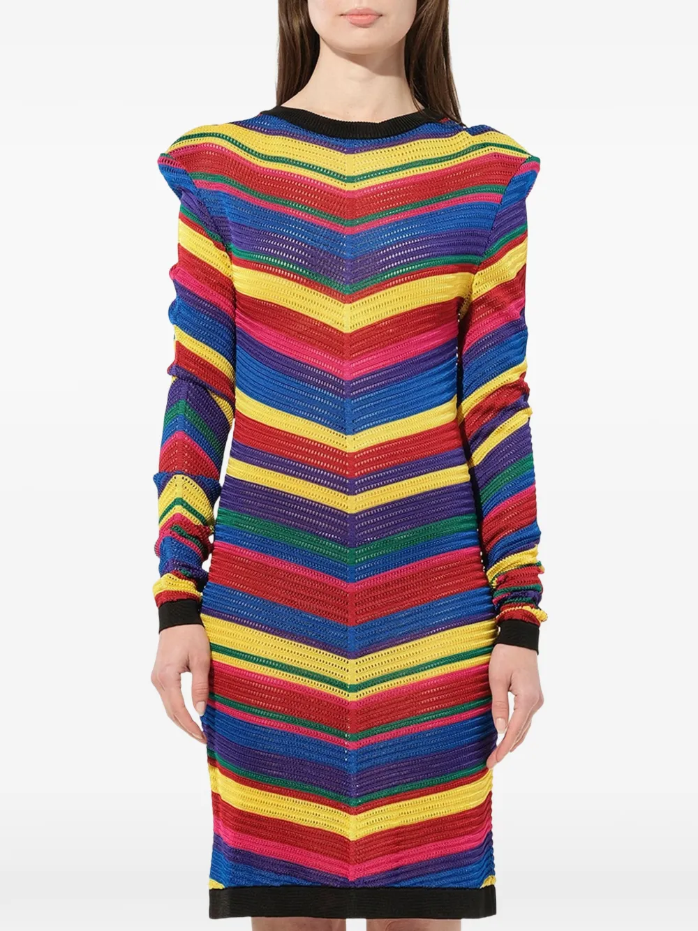 Balmain chevron gebreide jurk Rood