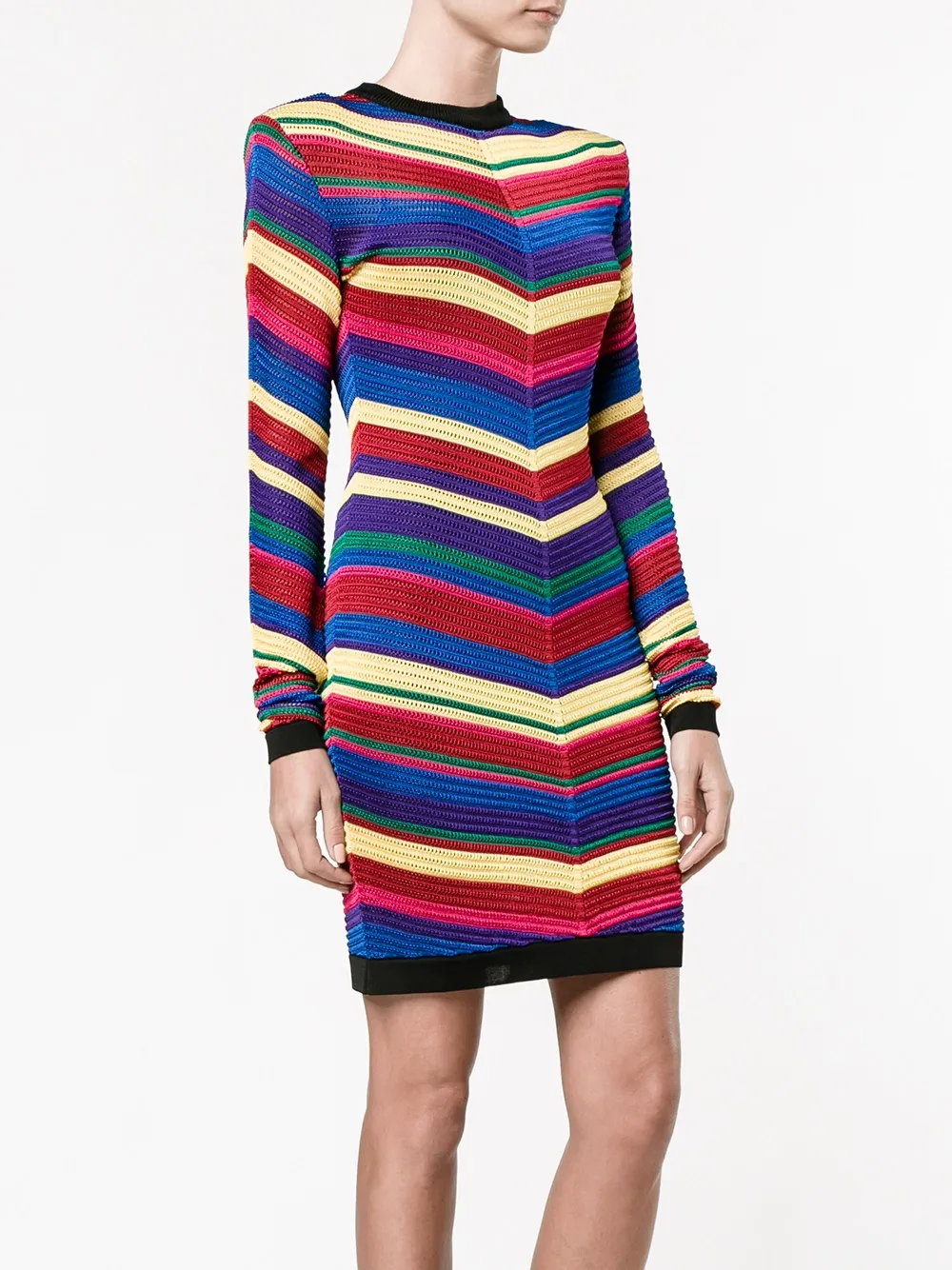 Balmain chevron gebreide jurk Rood