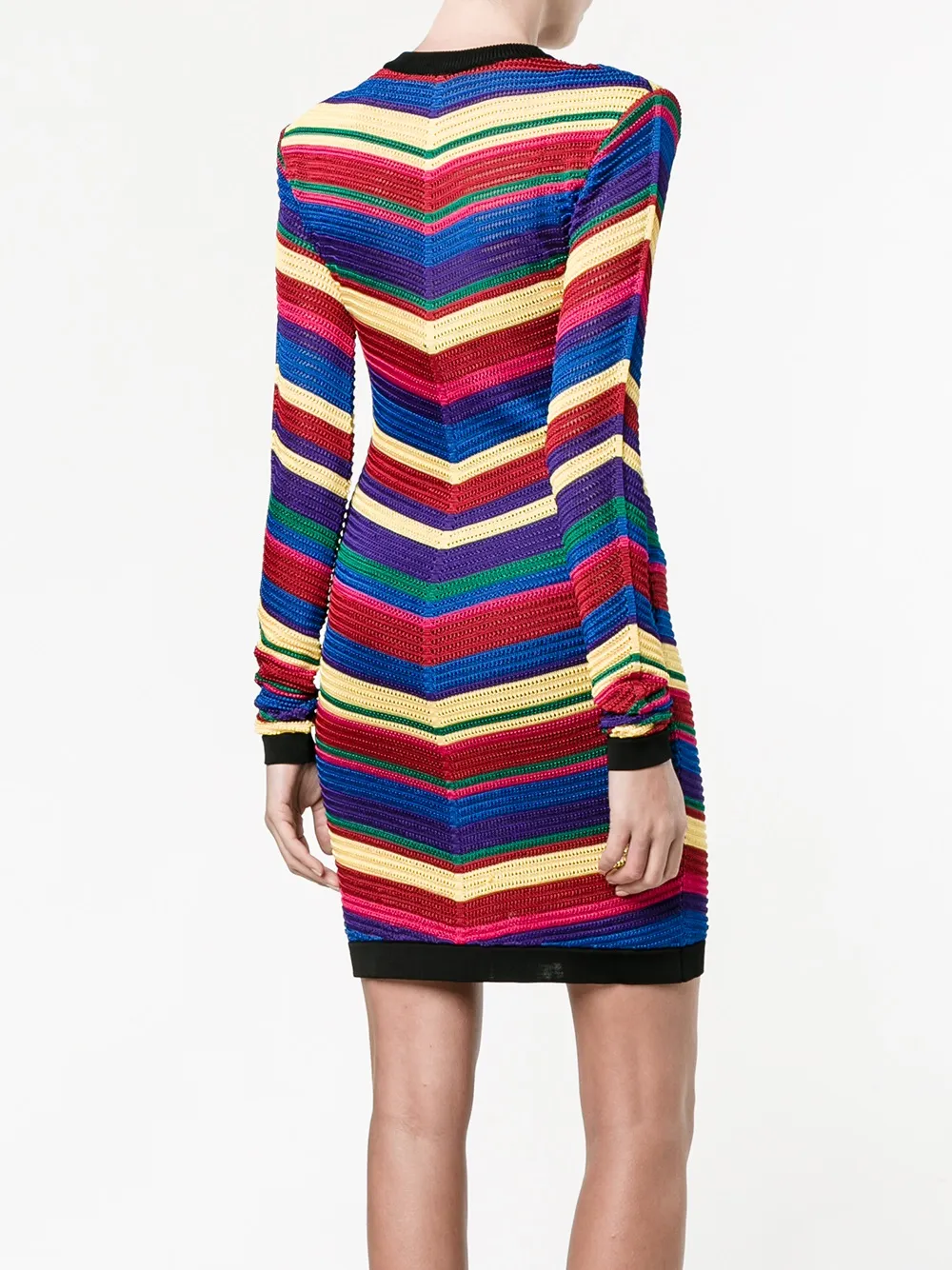 Balmain chevron gebreide jurk Rood