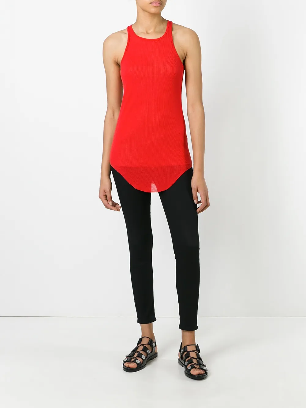 Rick Owens Curved Hem Tank Top In Red