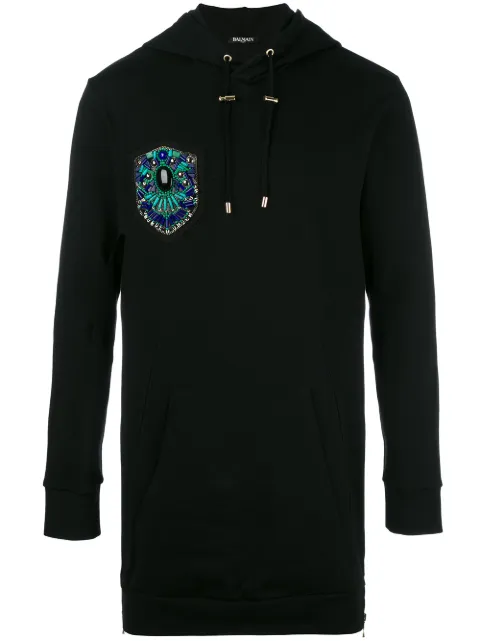 Balmain embroidered side zip hoodie