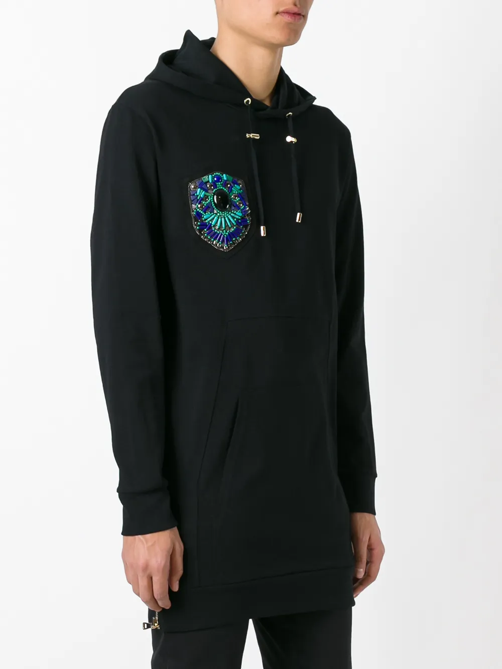 Balmain embroidered side zip hoodie Zwart