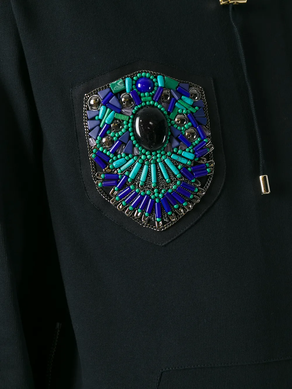 Balmain embroidered side zip hoodie Zwart