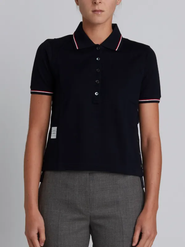 Short Sleeve Polo Shirt In Navy Fine Mercerized Pique