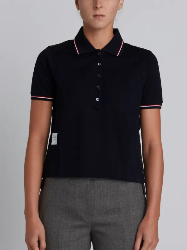 Short Sleeve Polo Shirt In Navy Fine Mercerized Pique