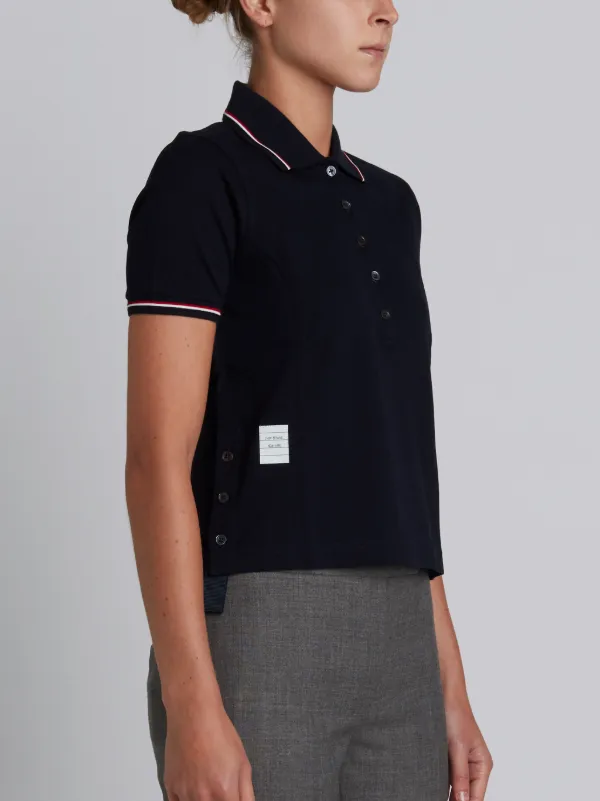 Short Sleeve Polo Shirt In Navy Fine Mercerized Pique