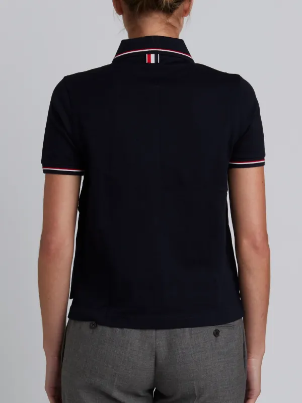Short Sleeve Polo Shirt In Navy Fine Mercerized Pique