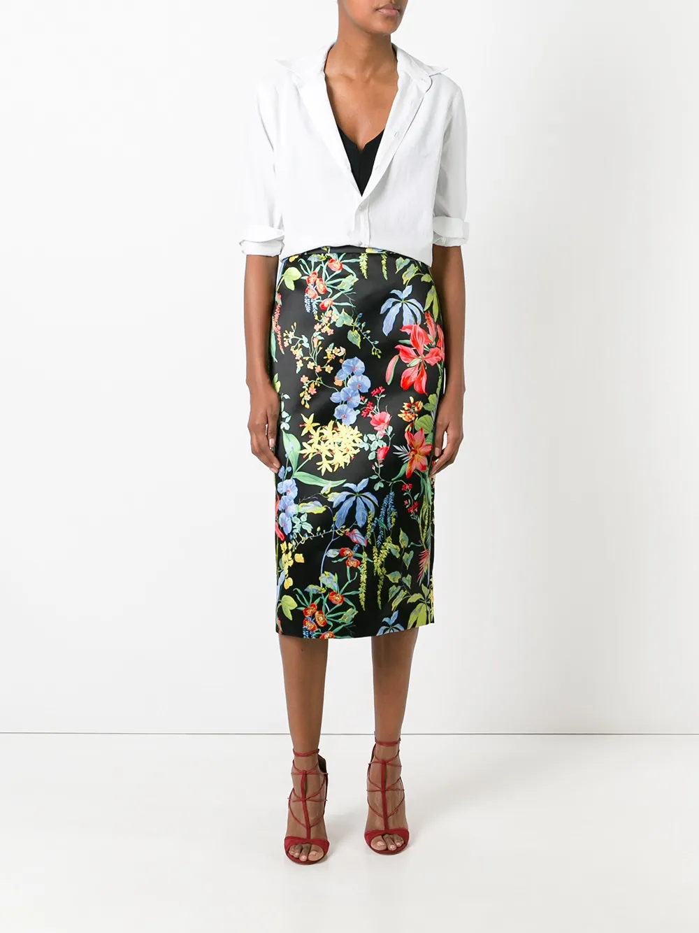 Rochas floral print pencil skirt Veelkleurig
