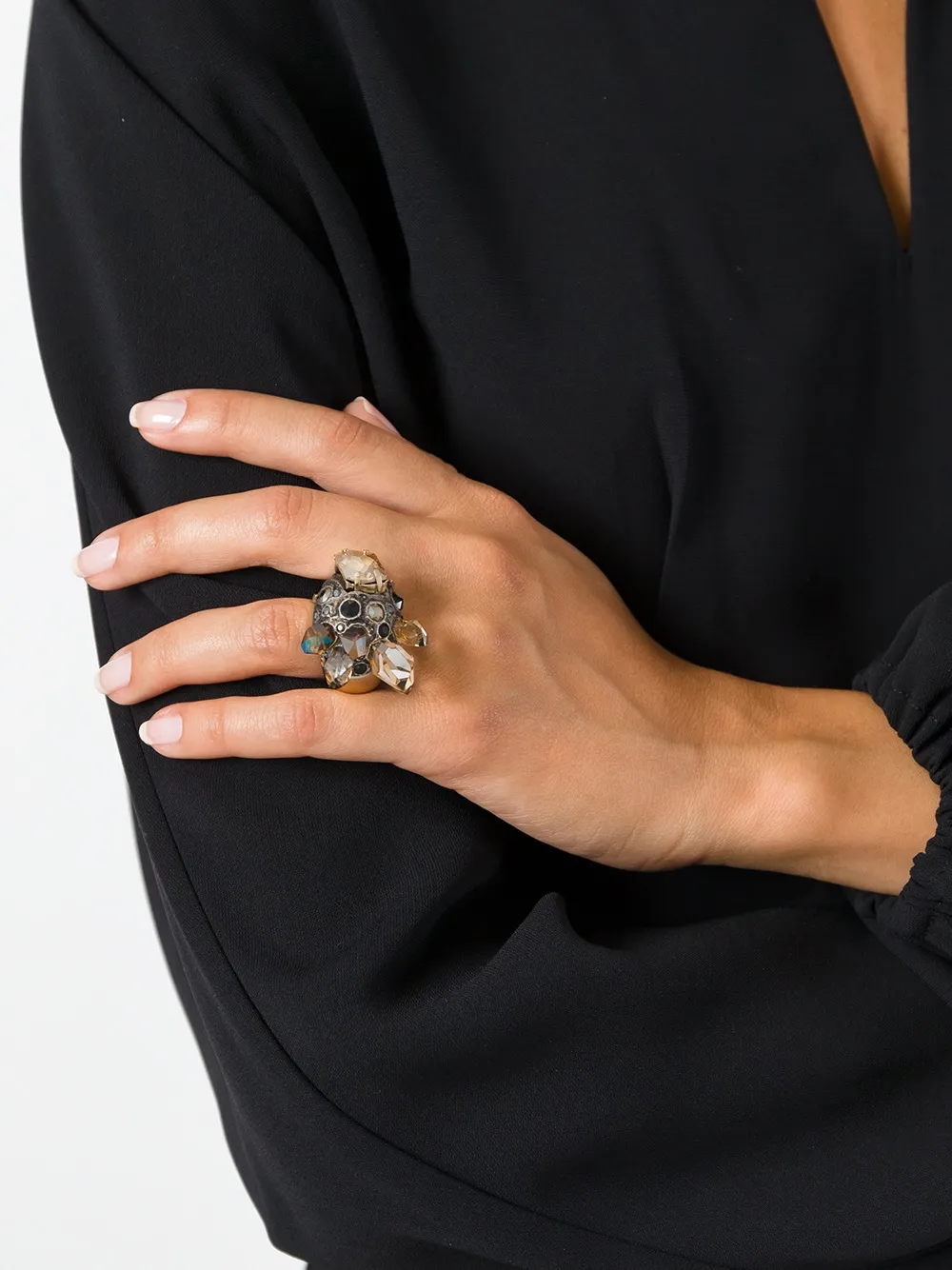  Lanvin Cocktailring Mit Kristallen   Metallic 