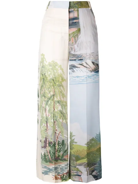 Click to view more detailed imagery on our partner's website Stella Mccartney Landscape Print Palazzo Pants In Cream