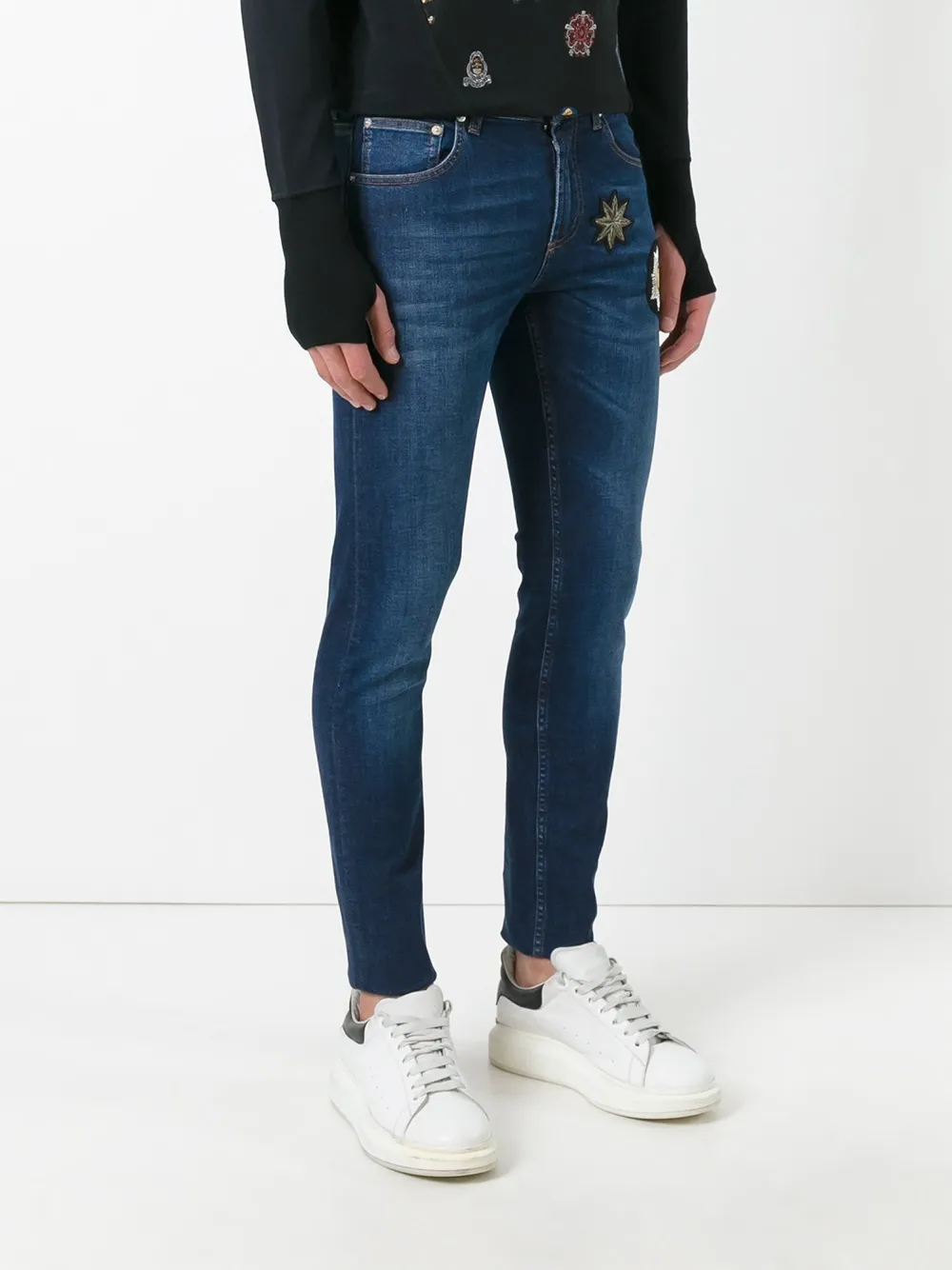  Alexander Mcqueen Skinny Jeans Mit Patches   Blau 