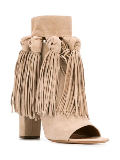 Chloé Fringed Open Toe Booties - Farfetch