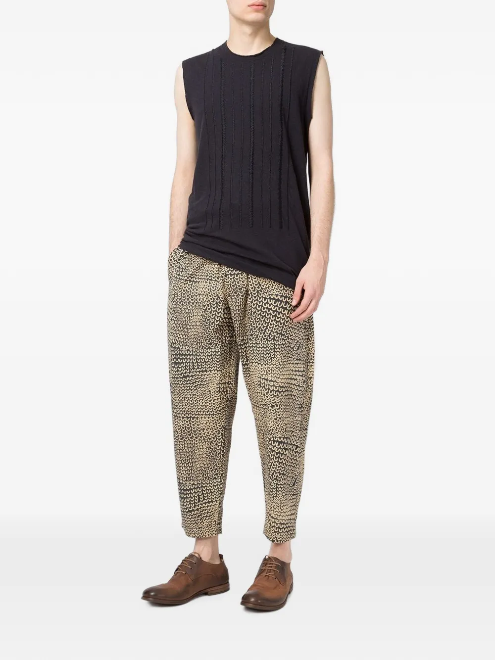 Uma Wang printed drawstring trousers Beige