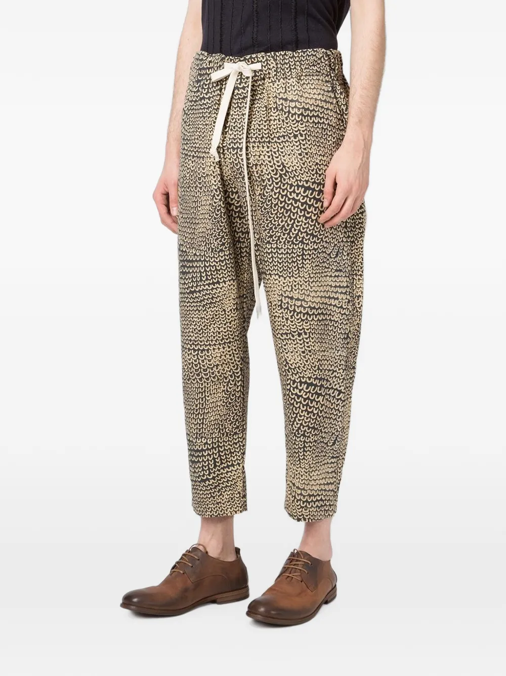 Uma Wang printed drawstring trousers Beige
