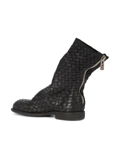 GUIDI interlaced leather ankle boots