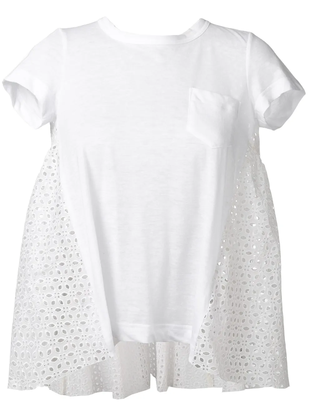 

sacai flared eyelet T-shirt - White