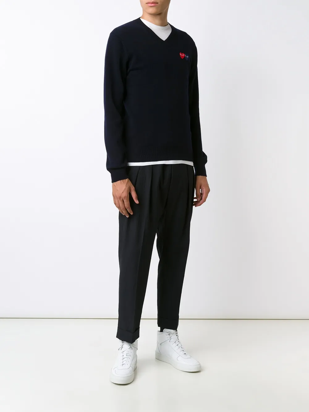 Comme Des Garçons Play Brand Logo V Neck Jumper - Farfetch