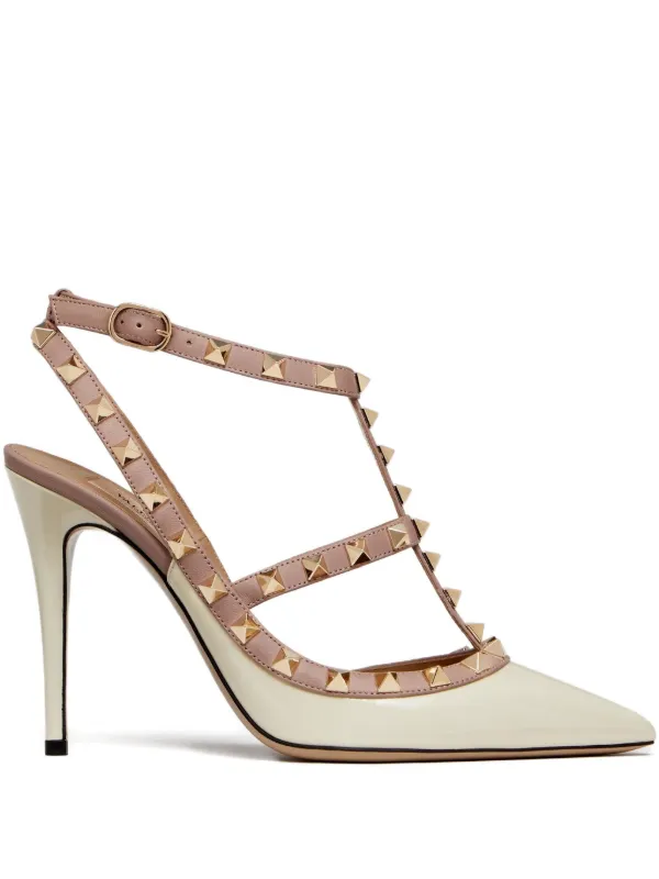 Escarpins Valentino Garavani Rockstud - Talons Très Hauts En Veau - Taille US 7 (37) - Beige - Neuf Avec Boîte