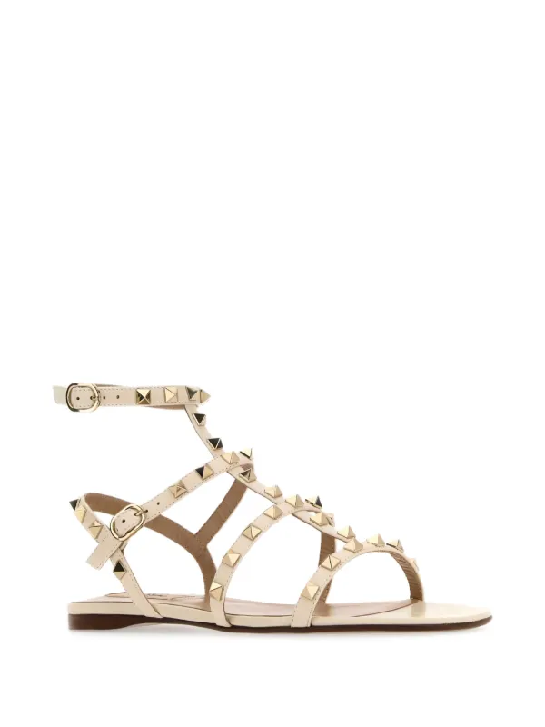 Valentino Garavani Rockstud Caged Flat Sandals | White