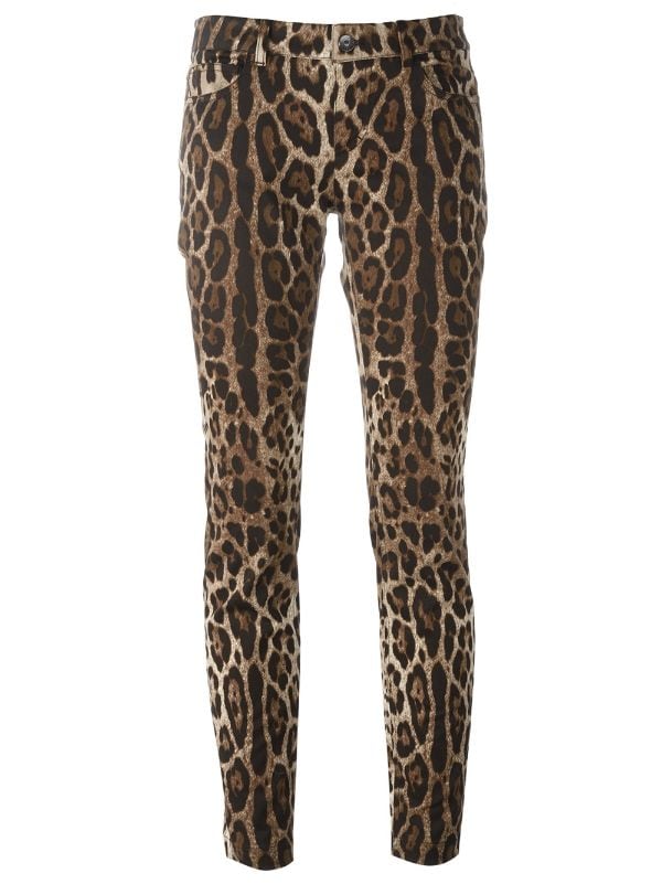 leopard print casual trousers