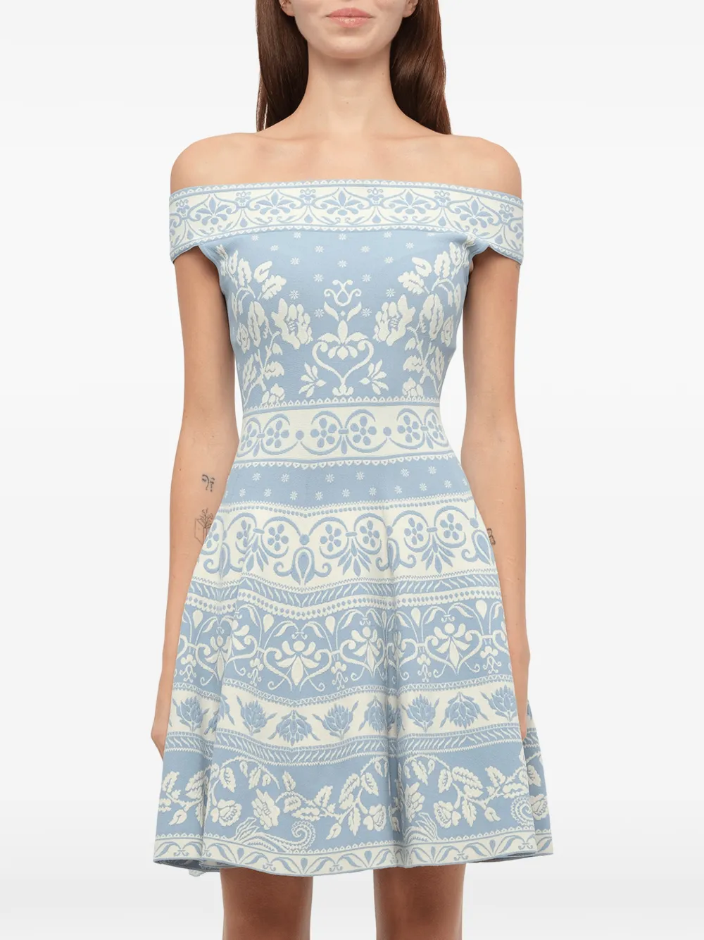 Alexander McQueen floral jacquard mini dress - Blu