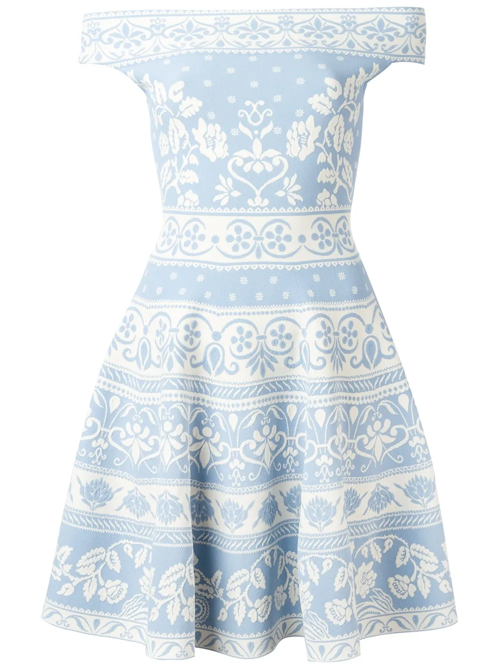 Alexander McQueen Florales Jacqaurd-Minikleid - Blau