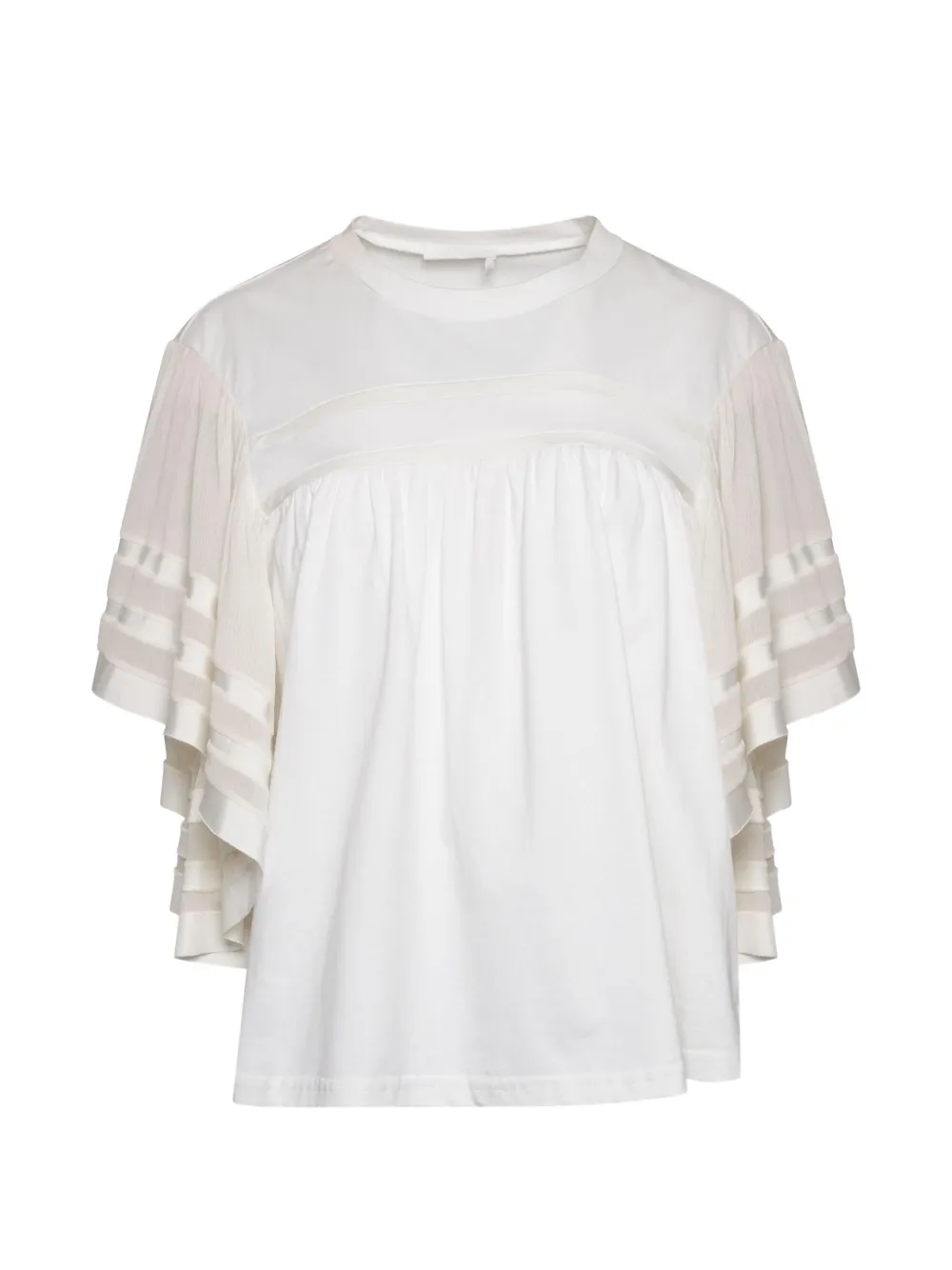 Chloé Bluse mit Seersucker-Ärmeln - Weiß