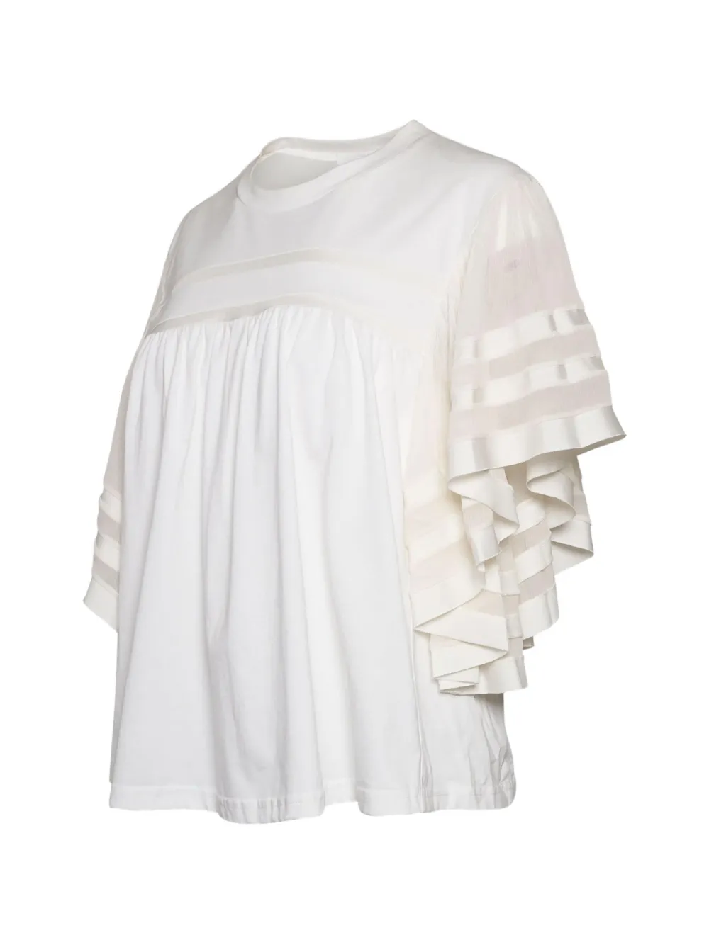  Chloé Blouse à Manches Rayées - Blanc 