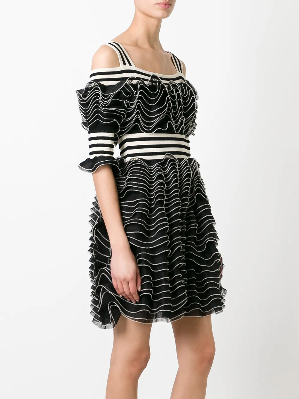  Alexander Mcqueen Minikleid Mit Rüschen   Schwarz 