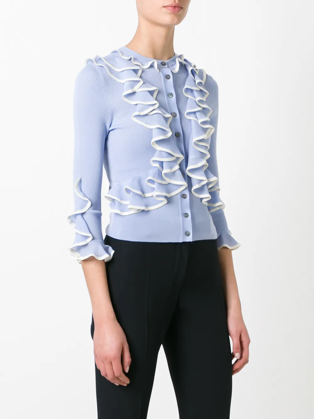  Alexander Mcqueen Cardigan Mit Rüschen   Blau 