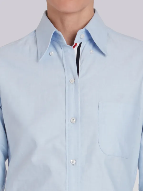 Long Sleeve Shirt Grosgrain Placket In Blue Oxford