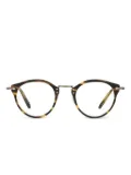 Oliver Peoples turtle-print round glasses - Brown
