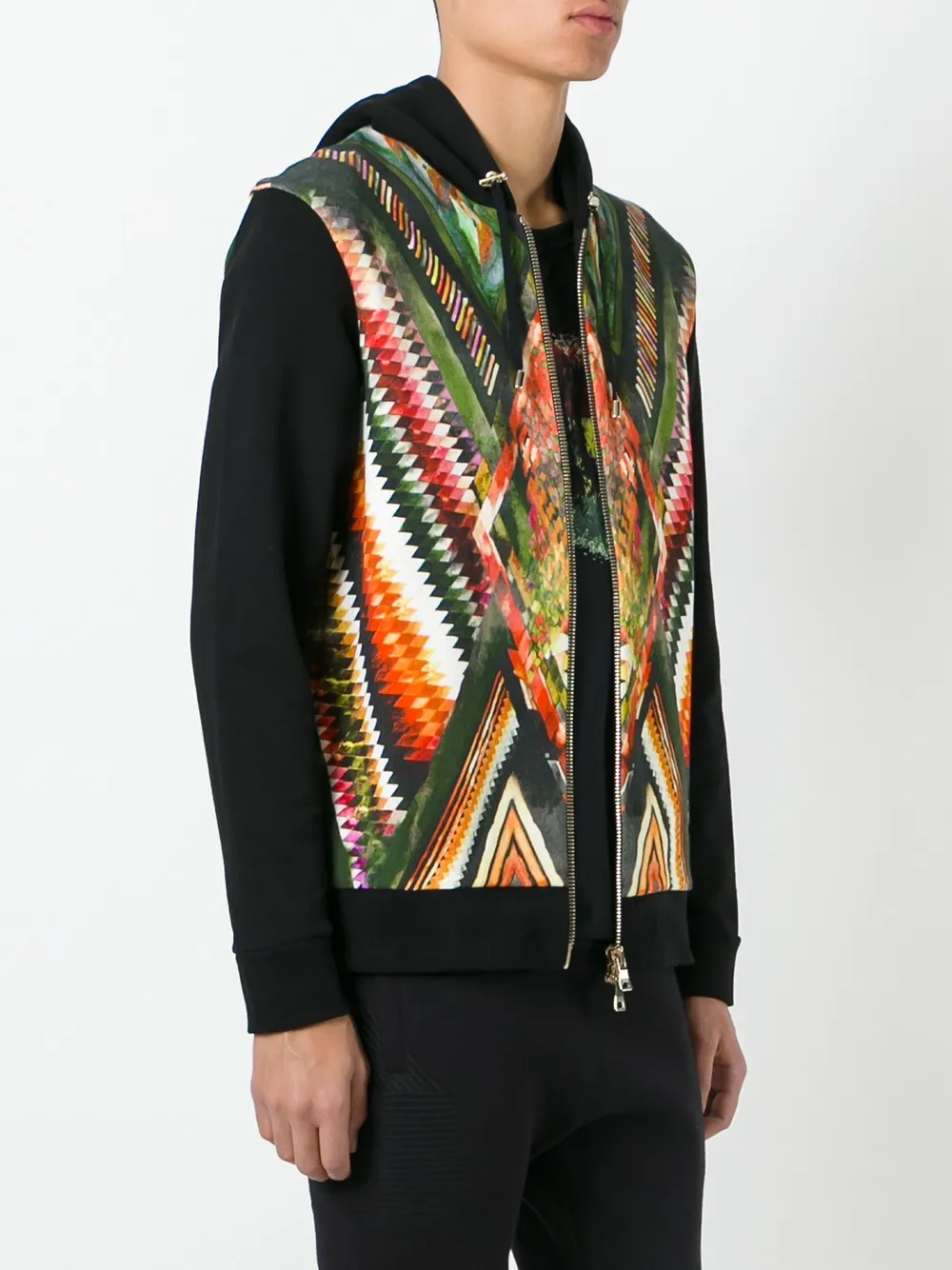 Balmain folkloristische print hoodie Zwart