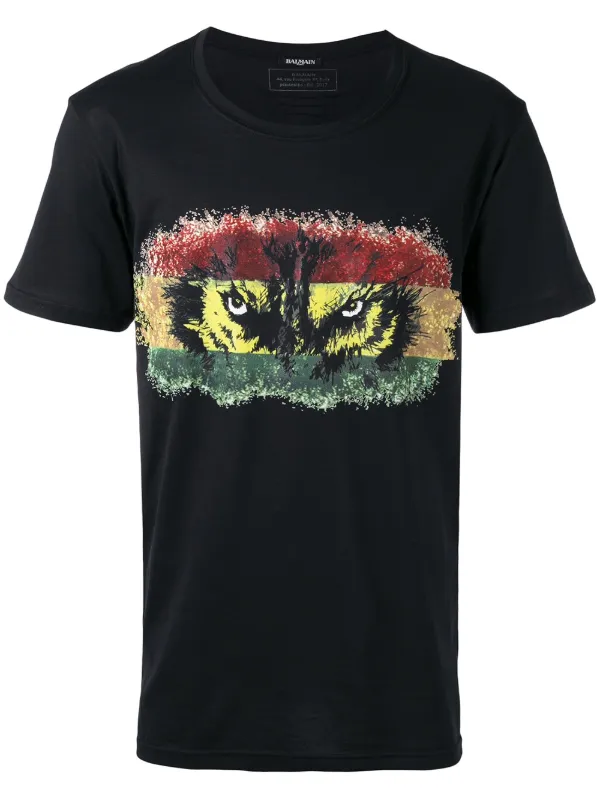 BALMAIN HOMME グラフィック 変形Tシャツ Balmain Wolf Eye T-shirt | Black | FARFETCH