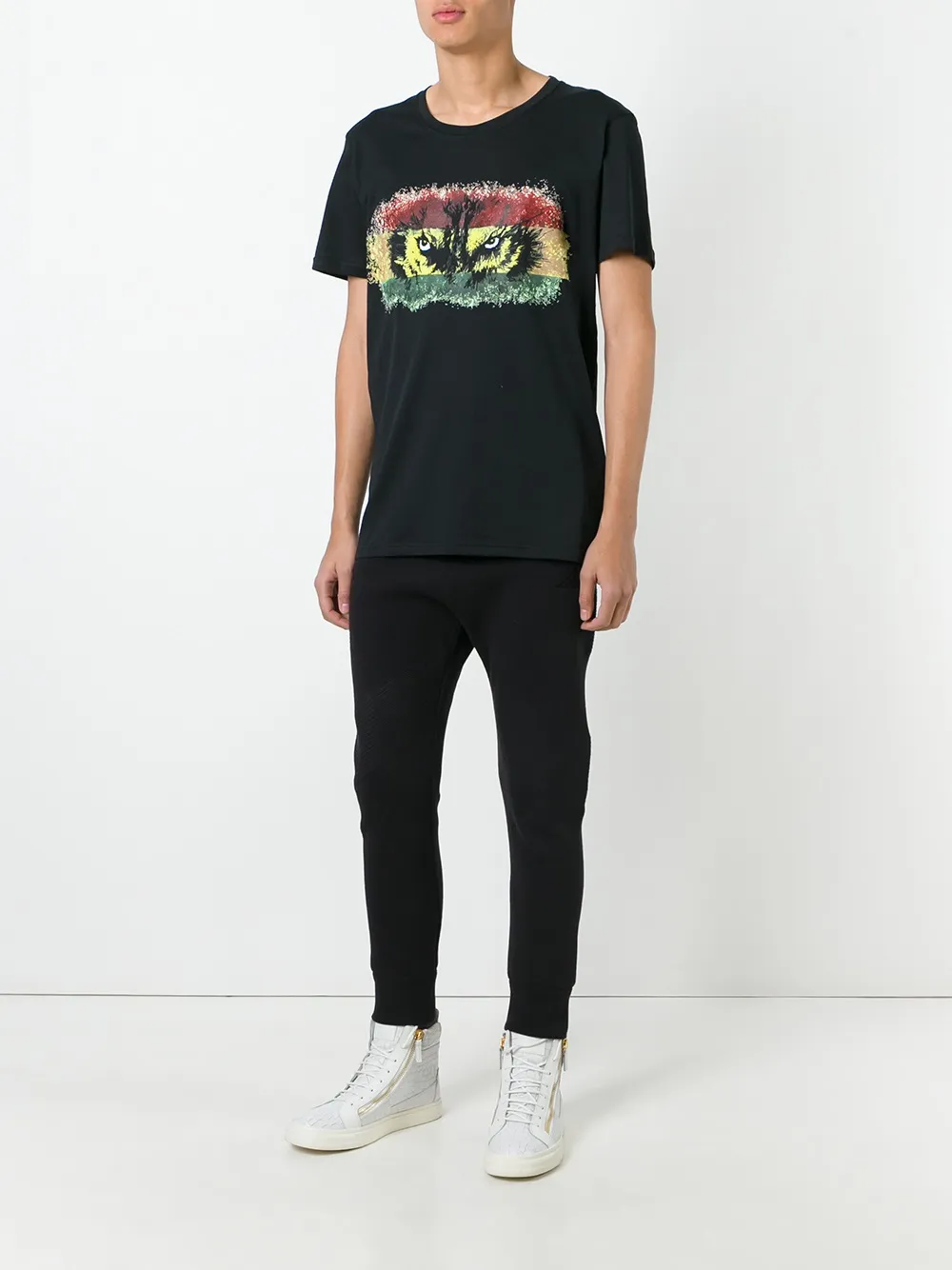 Balmain T-shirt met tie-dye print - Zwart