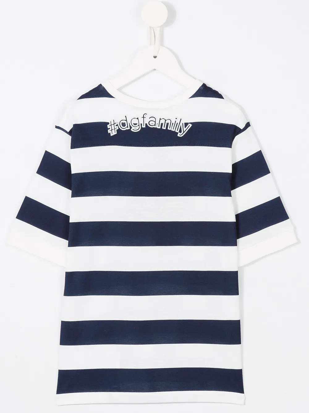 Dolce & Gabbana Striped Dg Family Patch T-shirt In Blue