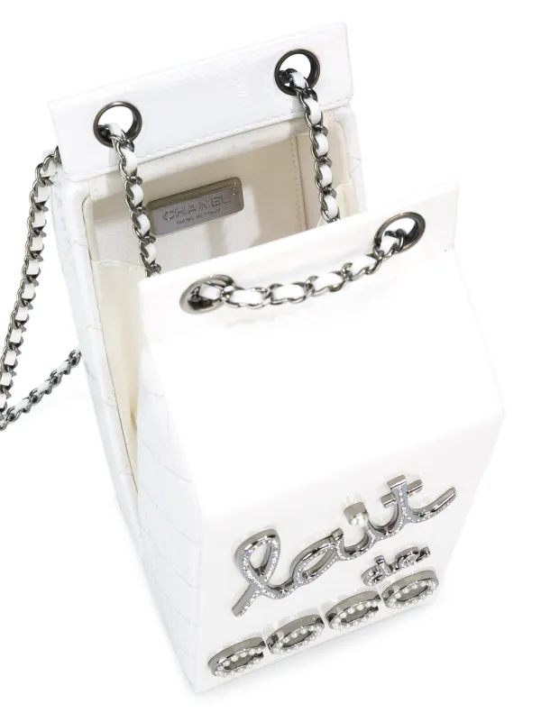 silver chanel milk carton bag