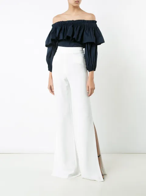 white slit pants