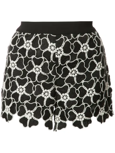 3 Stores In Stock Alice And Olivia Amaris High Waisted Lace Shorts Black White Modesens