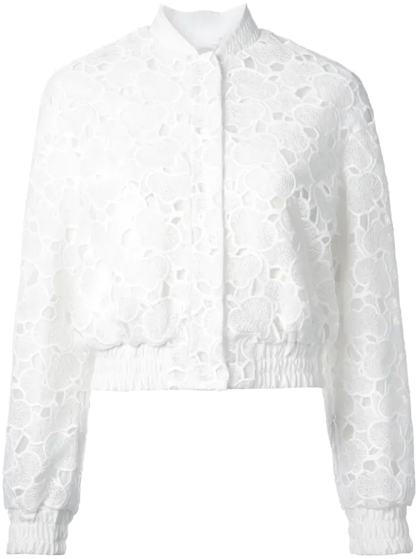 white lace bomber jacket