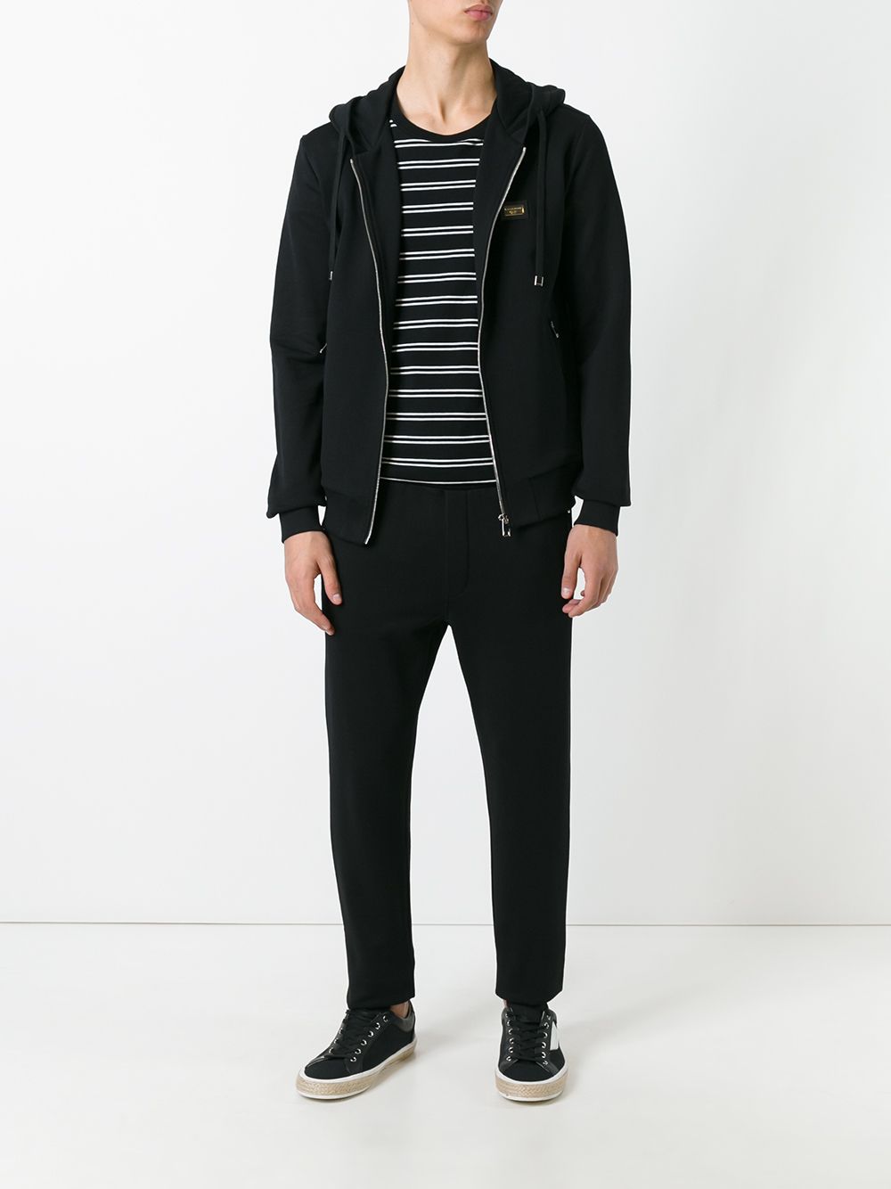 Dolce & Gabbana drawstring zip hoodie - Zwart
