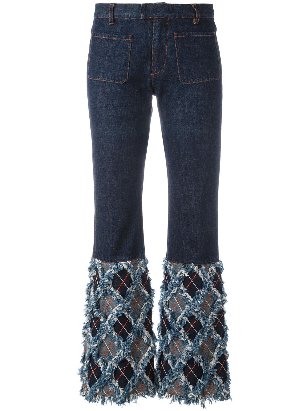 frayed bottom flare jeans